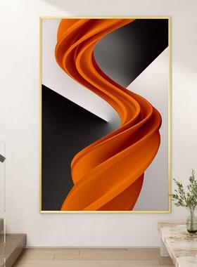 简约现代入户玄关装饰画橙色抽象艺术壁画轻奢客厅沙发墙竖版挂画