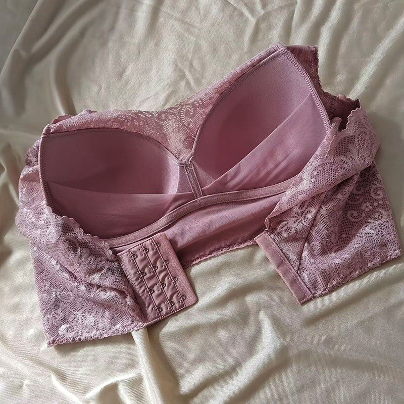 包邮新出韩国返单无痕蕾丝四排扣内衣宽肩不下滑无钢圈收副乳文胸