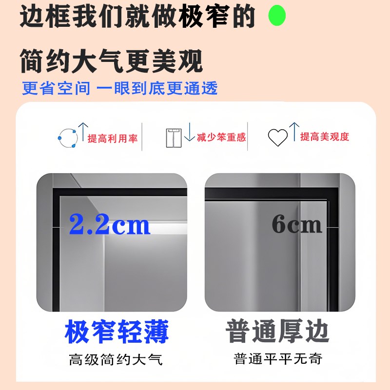 一字型淋浴房全包框缓冲双移门玻璃隔断卫生间干湿分离整体洗澡间