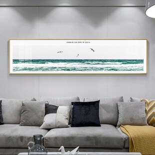 0597现代简约公寓卧室家庭睡房床头背景墙横幅挂画装饰画主卧壁画