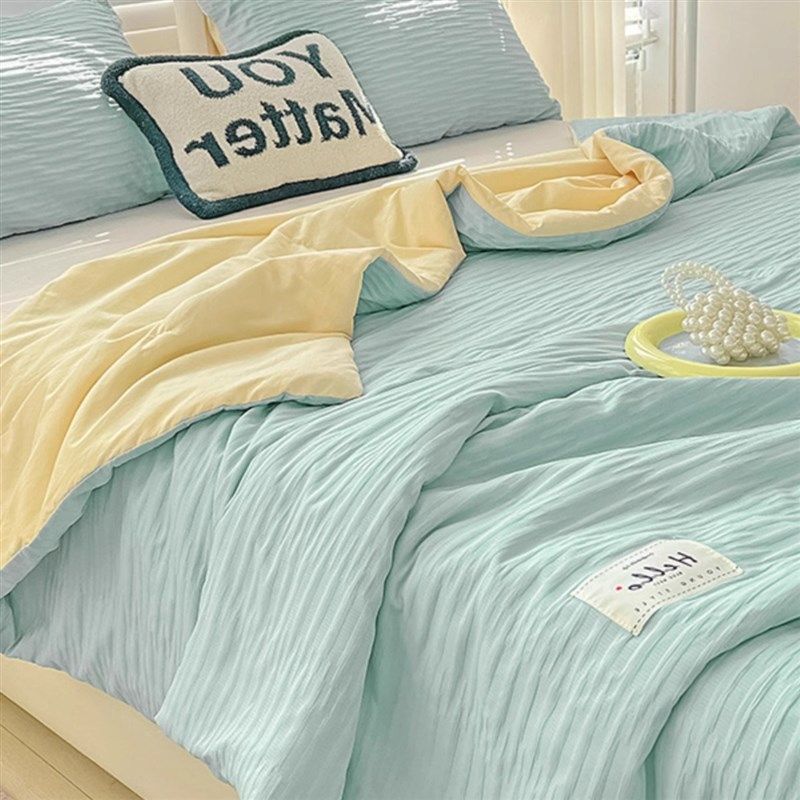 泡泡纱空调夏凉被子四件套夏季夏天被芯夏被宿舍非全棉纯棉可机洗,床上用品,学生床品套件,淘宝优惠券,粉丝福利购,淘宝优惠卷