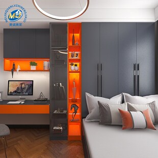 南京全铝定制家具现代简约家用推C拉平开门铝合金衣柜防潮防霉防