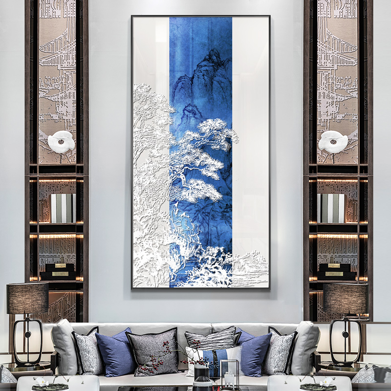浮雕立体迎客松实物画酒店餐厅装饰画客厅饭店背景墙玄关挂画中式图片