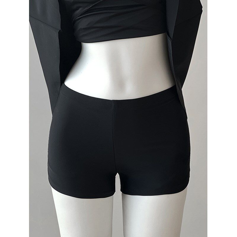 黑色连体泳衣女高级感显瘦遮肚钢托聚拢泡温泉保守分体裙式游泳装