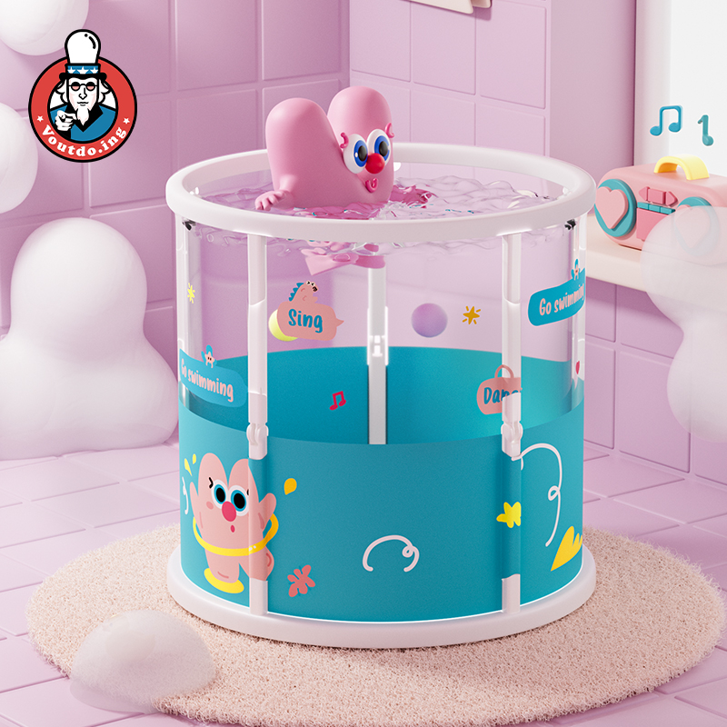 品学优婴儿游泳桶家用宝宝游泳池新生儿童小孩室内加厚可折叠透明