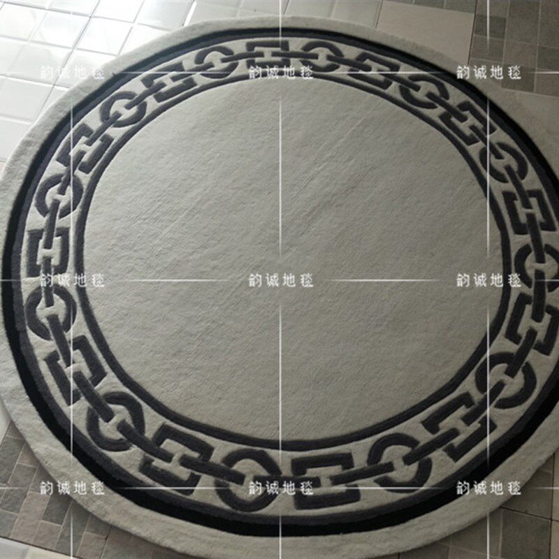 现代欧式美式中式样板间圆形地毯客厅茶几餐桌卧室书房手工地毯