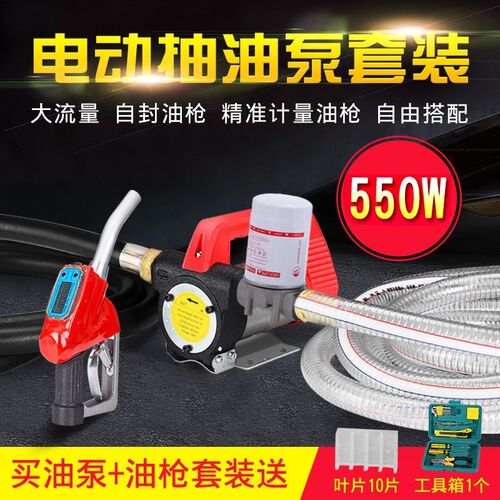 小型电动加油枪带计量 12v24v200v加油泵 抽柴油泵 带自动封油泵.