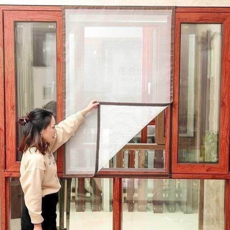 窗帘纱窗透明网纱磁性家用防蛟自吸纱窗N防蚊自贴帘子防蚊厨房