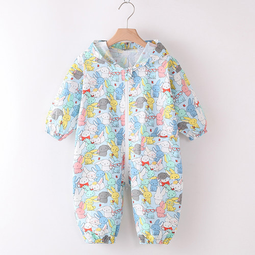 宝宝罩衣爬行服婴儿一体护衣儿童连身全身防脏爬爬服哈服四季