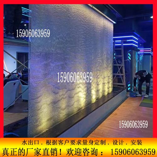 金属网水幕帘瀑布水幕墙钢丝网不锈钢流水屏风循环景观水幕水景墙