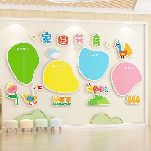 幼儿园家园栏成品环创装饰主题共育公告栏班级文化墙墙贴布置