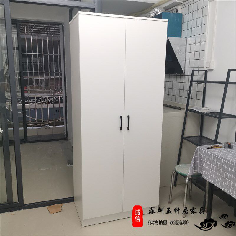 深圳 美观环保白色实l木质板式两开门衣柜 80*50*190cm 条纹色衣