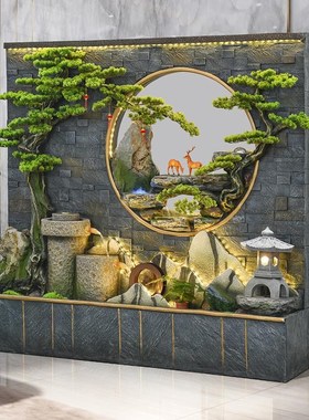 酒店假山流水喷泉鱼池景观装饰公司背景墙庭院水景水幕墙流水屏风