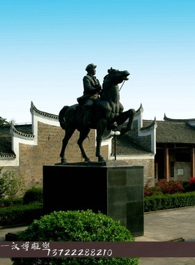 玻璃钢仿铜人物雕塑古代大将骑马征战沙场雕塑户外公园景观装饰