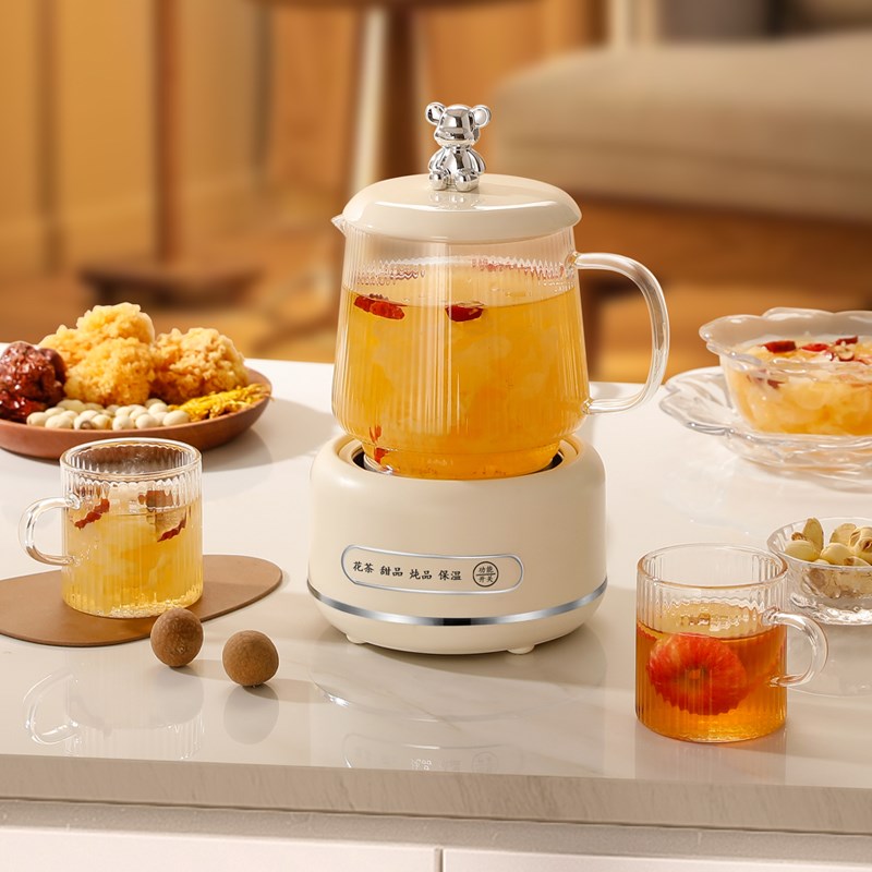 单人迷你养生杯全玻璃恒温养生壶煮花茶壶多功能家用养生杯电炖杯