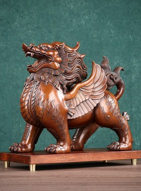 紫铜貔貅摆件一对中式家居客厅办公室装饰品开业乔迁礼品