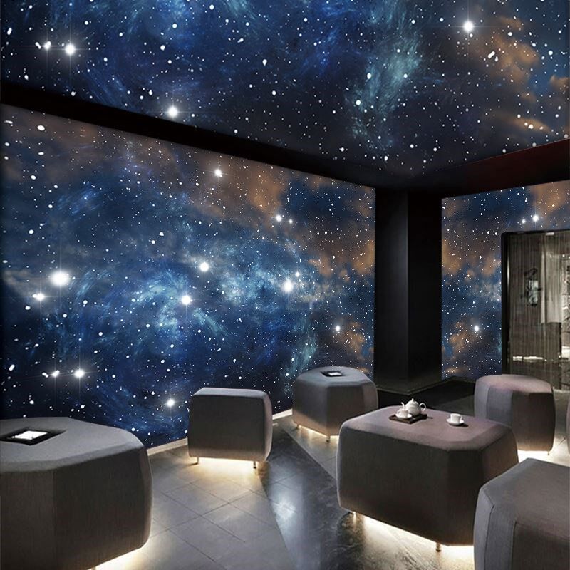 新款星空壁纸ktv墙纸自粘吊顶墙贴宇宙太空壁画酒吧贴纸网咖贴画