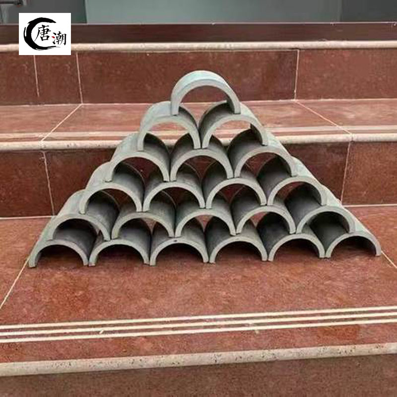 中式仿古小青瓦婚庆宝宝宴会场景道具摆件半圆筒瓦烧制黏土文化瓦