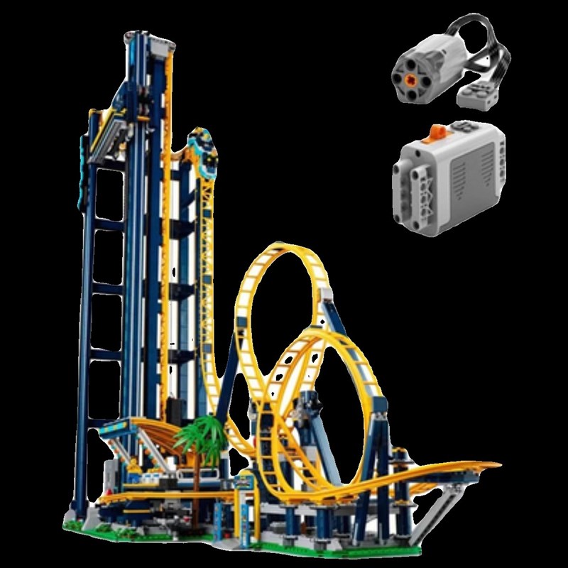 垂直翻滚过山车中国积木游乐园模型成年人高难度拼装玩具男孩女