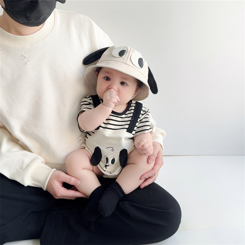 男宝宝夏装婴幼儿包屁衣夏季薄款超萌可爱假两件哈衣婴儿满月服夏