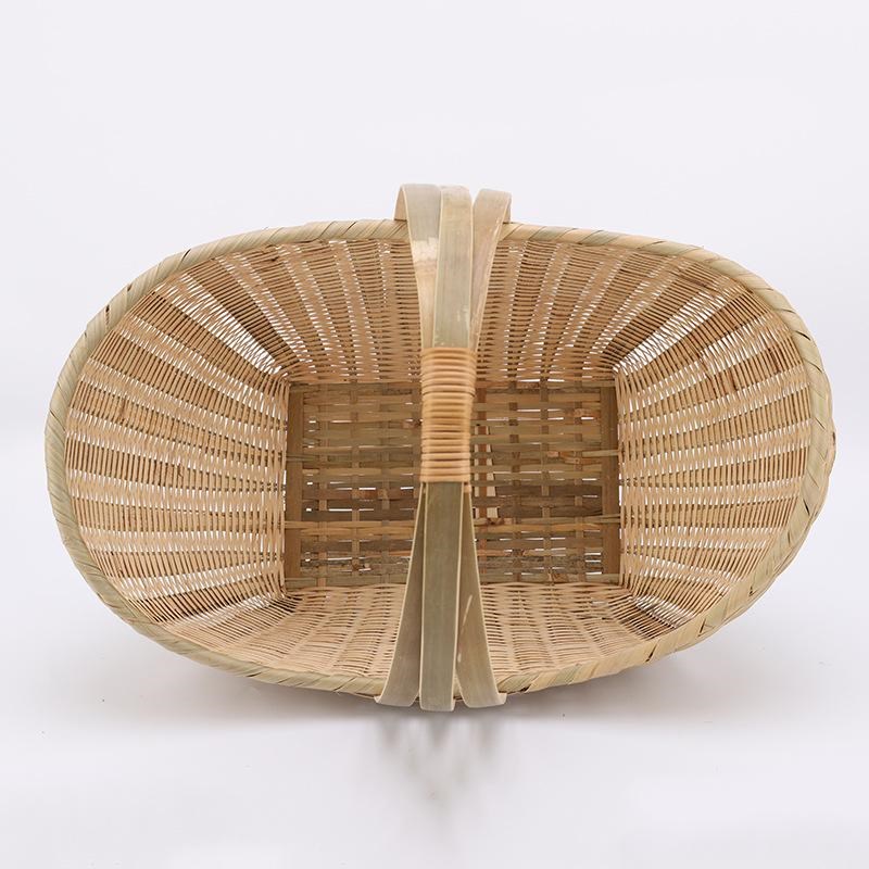 竹编竹篮篮手提水果篮子手工收纳竹竹筐家用筐大号采摘购物菜篮带