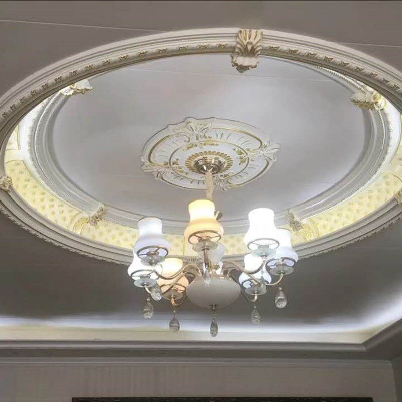 欧式吊顶PU灯池圆形装饰客厅餐厅集成墙板石膏板天花造型圆顶灯盘