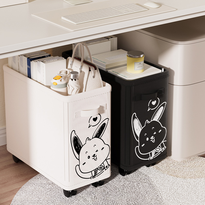 办公室桌下置物架收纳筐工位放包带轮小推车宿舍书包可移动收纳架