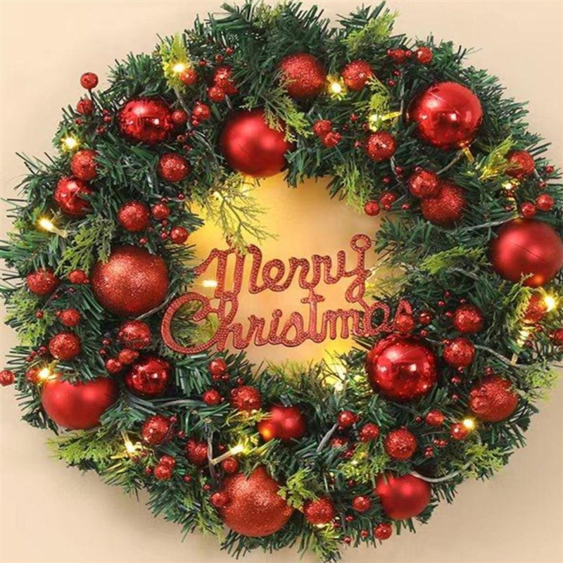 圣诞花环节庆用品30/40/50圣诞节门挂藤环商场酒店挂饰圣诞树装饰