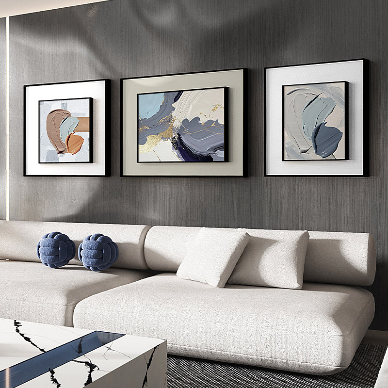 仿海 现代简约装饰画抽象蓝色客厅沙发背景墙壁画大气样板房挂画,家居饰品,现代装饰画,淘宝优惠券,粉丝福利购,淘宝优惠卷
