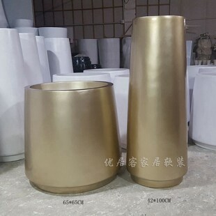 特大商场酒店带底座圆锥形落地大花瓶花缸 大厅花瓶落地花器