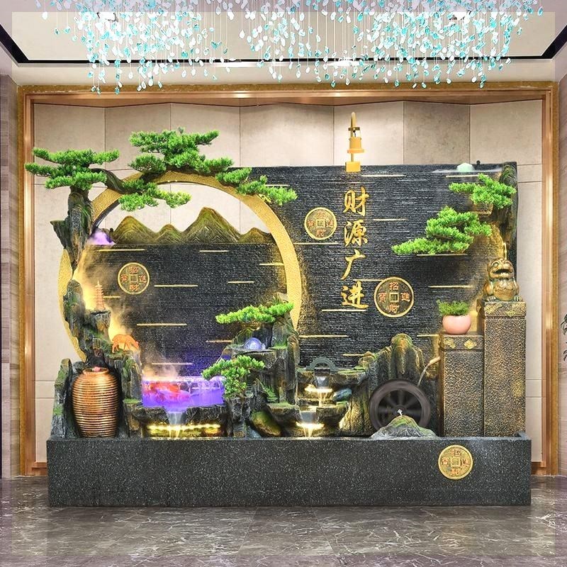 隔断门面水幕墙流水屏风装饰景观落地摆件水帘墙别墅庭院招财鱼池
