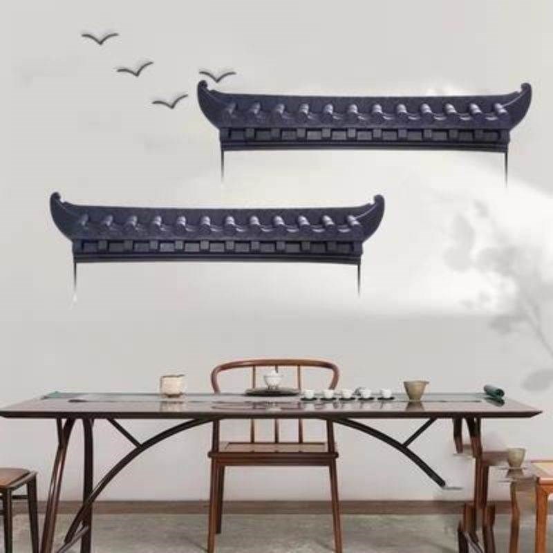 仿古屋檐贴纸一体塑料瓦客厅沙发电视办公室背景墙饰挂饰玄关壁饰
