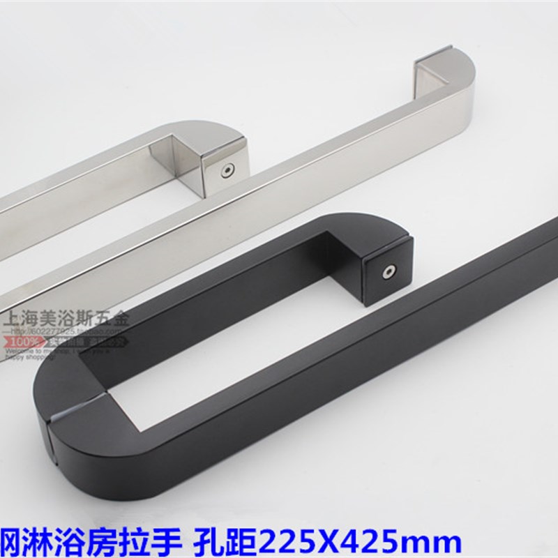 哑黑色淋浴房玻璃门拉手移门浴室门L型把手扶手304不锈钢方管烤漆