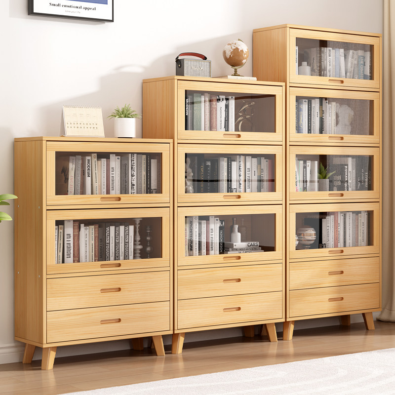 实木书柜上翻门书橱客厅书房带玻璃门多层落地书架儿童玩具收纳柜,住宅家具,单个书柜,淘宝优惠券,粉丝福利购,淘宝优惠卷