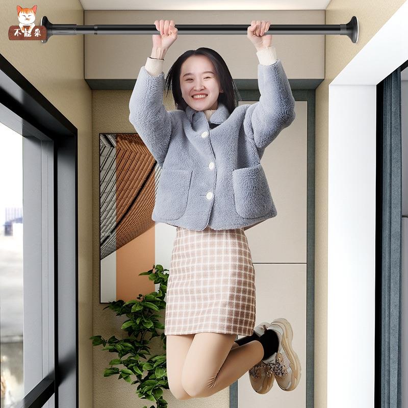 不锈钢申缩管拉杆杆伸宿伸缩晾衣杆子衣橱柜子里衣架不锈钢免打孔