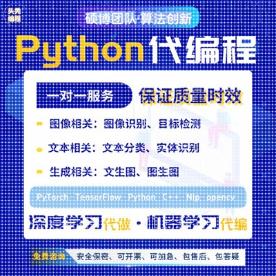python代编机器学习算法创新脚本模型训练代码指导深度学习代做