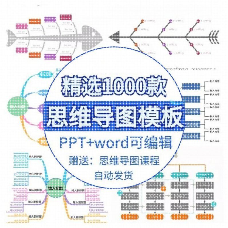 思维导图PPT模板word信息可视化流程逻辑数据图表鱼骨树状图表