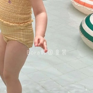 宝宝泳衣女宝夏装2025新款洋气连体泳装儿童潮流网红时尚黄色套装