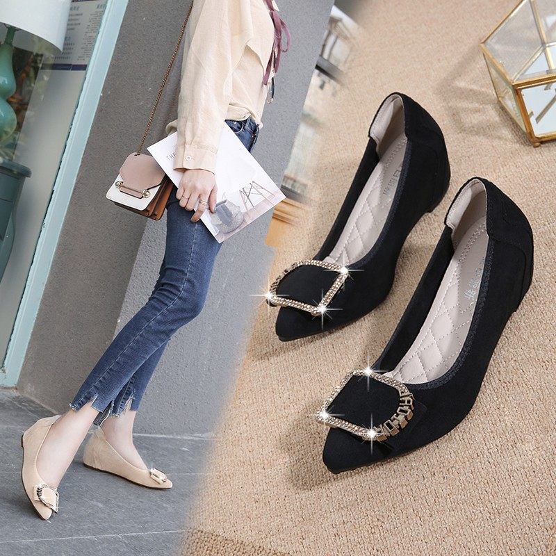 春秋小码31 32 33百搭久站不累脚黑色工作鞋防滑牛筋底坡跟单鞋女,女鞋,浅口单鞋,淘宝优惠券,粉丝福利购,淘宝优惠卷