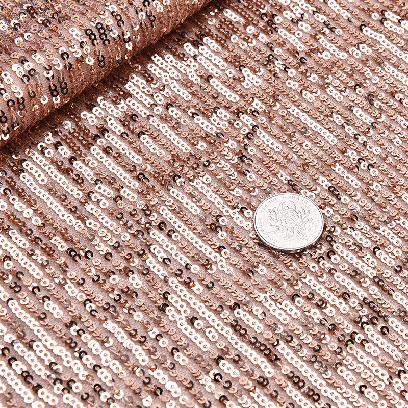 亮片布料锦氨网珠片绣弹力布 迪拜服装面料时装布 加密珠片披肩布