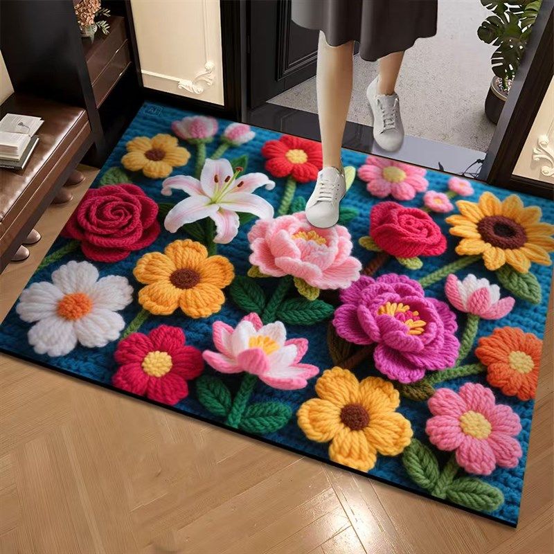 2025新款亮丽花卉入户门玄关防滑垫浴室卫生间吸水家用进门垫可裁,居家布艺,入户地垫,淘宝优惠券,粉丝福利购,淘宝优惠卷