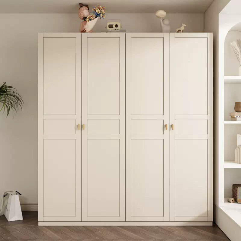 法式奶油风实木衣柜n家用卧室现代简约50深二三四五六门白色大衣