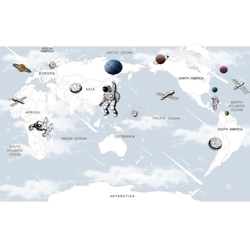 儿童房壁纸壁画男孩房卧室墙布背景墙太空壁布墙纸男生墙面装饰