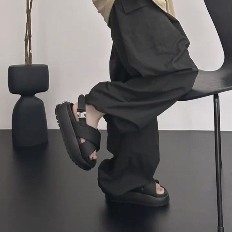 好好穿!超舒服~黑色法式绝美凉鞋女款20J25新款松糕厚底百搭女鞋