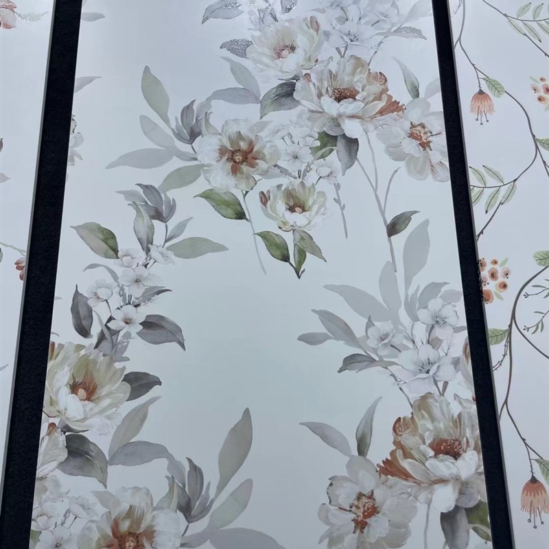 法式连纹花砖600x1200奶油风卫生间瓷砖绿色墙裙花片厕所玄关墙砖