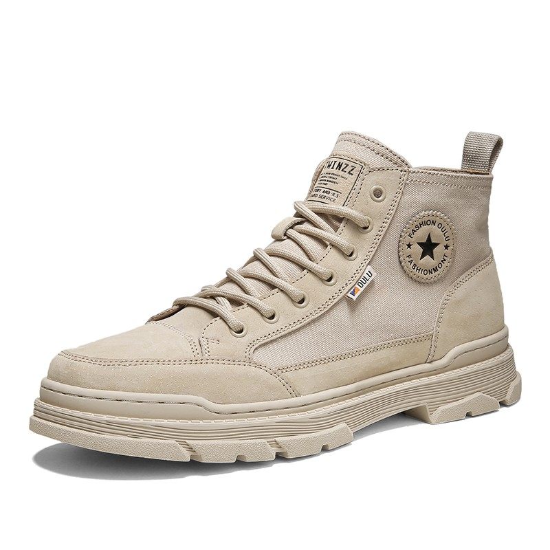 夏季新款增高鞋男10cm马丁靴潮流高帮鞋男帆布透气工装休闲运动鞋