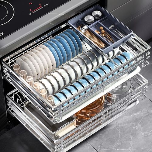 浅拉篮410 460深碗篮800橱柜拉篮304不锈钢550抽屉式650碗碟蓝720