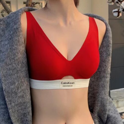 红色本命年秋冬内衣女聚拢小胸B无钢圈上托收副乳无痕文胸罩套装