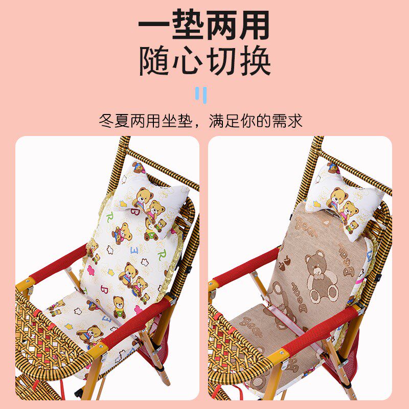 婴儿竹藤推车藤椅可躺夏季折叠轻便仿藤儿童便携仿藤编小孩手推车