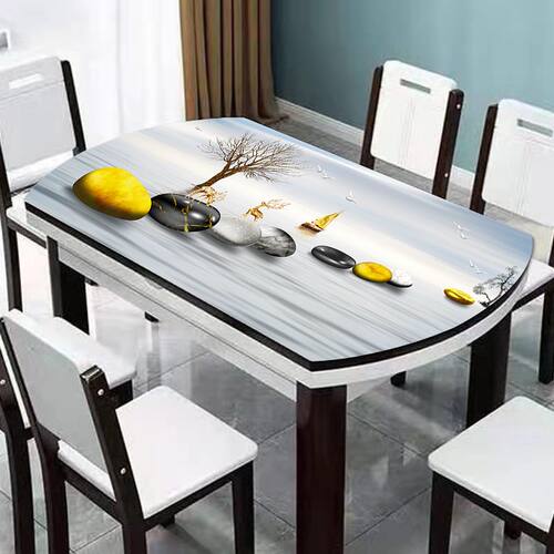 椭圆形pvc防烫桌垫防水防油桌布家用圆形简约水晶板盖布茶几台布